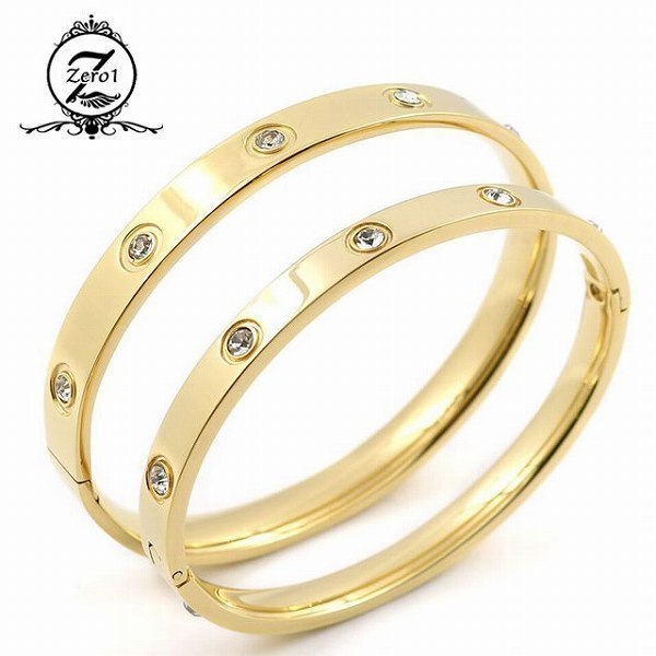 LDL1177# ラブブレス バングル ラブブレスレット フルダイヤ ダイヤ ゴールド ペアバングル ステンレス メンズ レディース拍卖