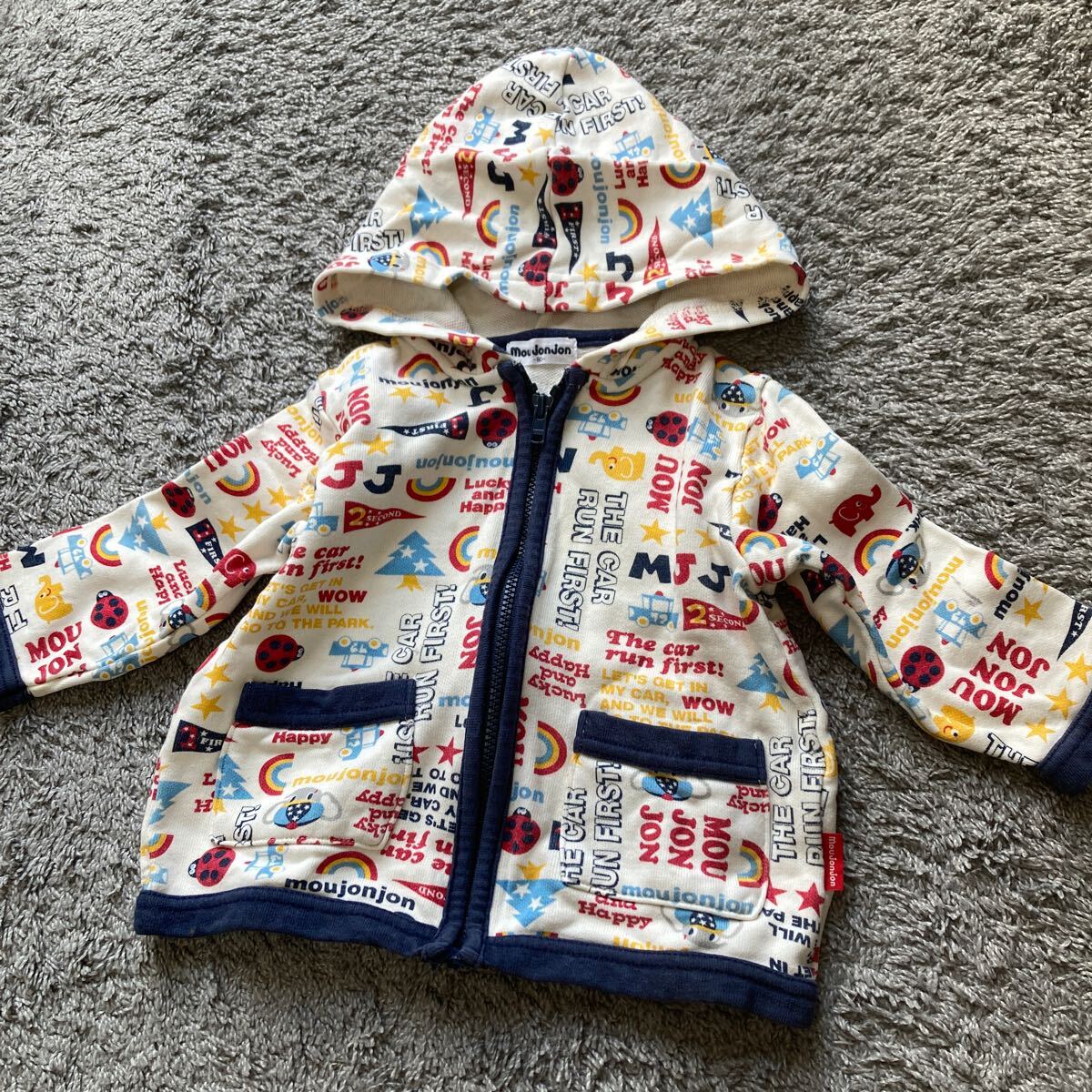 mou jonjon☆総柄パーカー80☆匿名配送可能☆used55拍卖