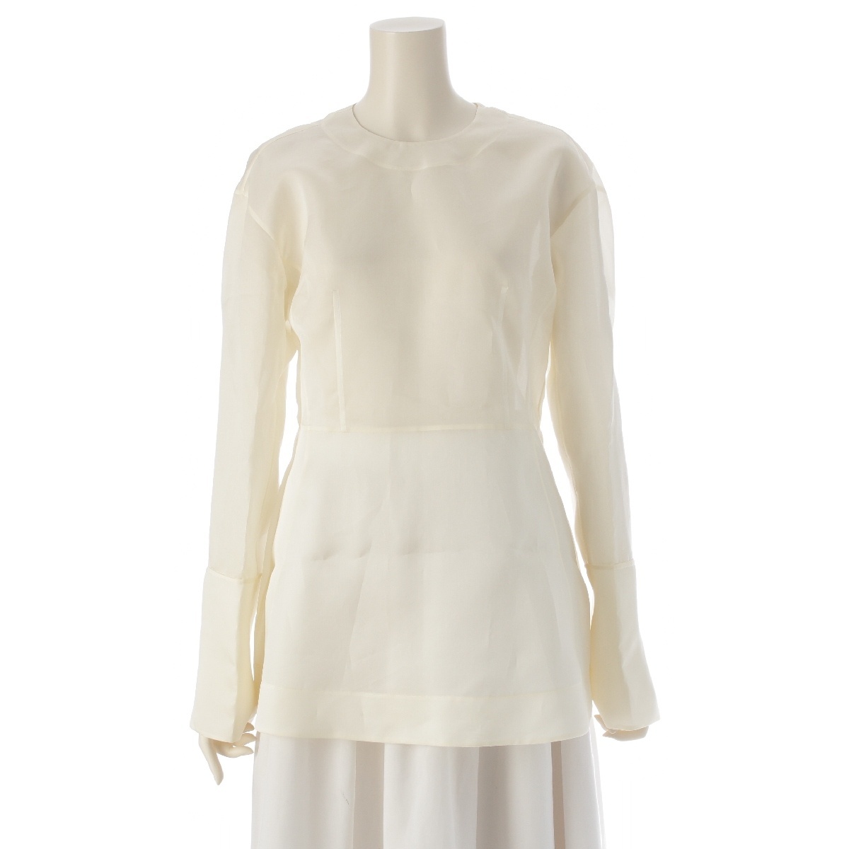 ブラミンク 24SS シルク オーガンジー ブラウス 7921-230-0286 ホワイト 36【中古】拍卖