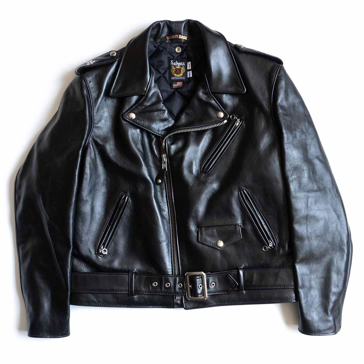 【極美品】SCHOTT【613UHT/ホースハイド ワンスター ダブルライダースジャケット】44 TALL USA製 ブラック ショット 25050427拍卖