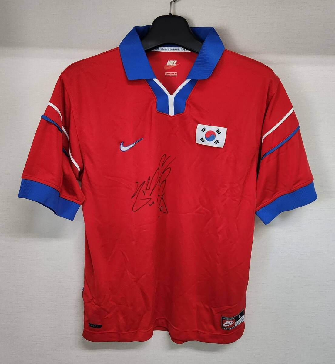 98-99 韓国 KFA (H) 河錫舟 Ha Seok-Ju サイン入り 選手用 nike正規 1998 WC仕様 L拍卖