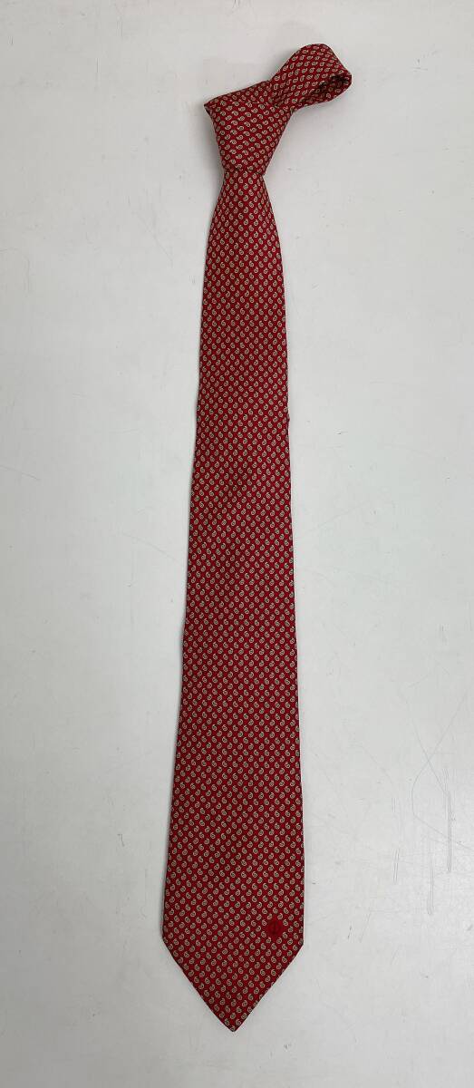 【dunhill ダンヒル ロゴ&ドット柄 ネクタイ】メンズ/レッド/レトロ/年代物/シルク/A75-243拍卖
