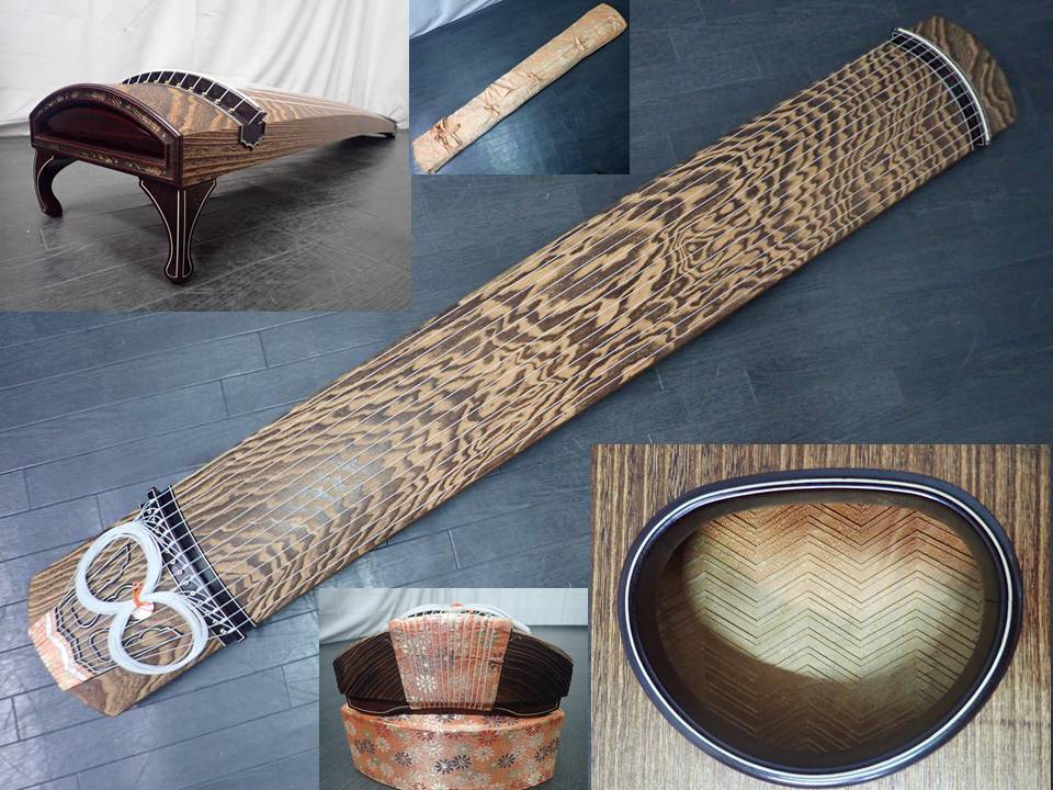 演奏会 琴 箏 裏柾『くり甲、子持ち綾杉彫、玉縁巻き』 三曲 筝曲 13弦 絃 山田流 生田流 和楽器の和音堂 b拍卖