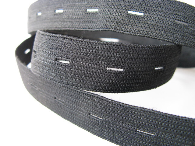 【新品】編み平ゴム/ボタンホールゴム/18mm/黒/50cm/日本製拍卖