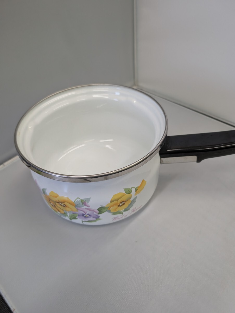 片手鍋 ホーロー鍋 象印マホービン 片手ホーロー鍋 ホウロウ鍋 16センチ 花柄 調理器具 レトロ拍卖