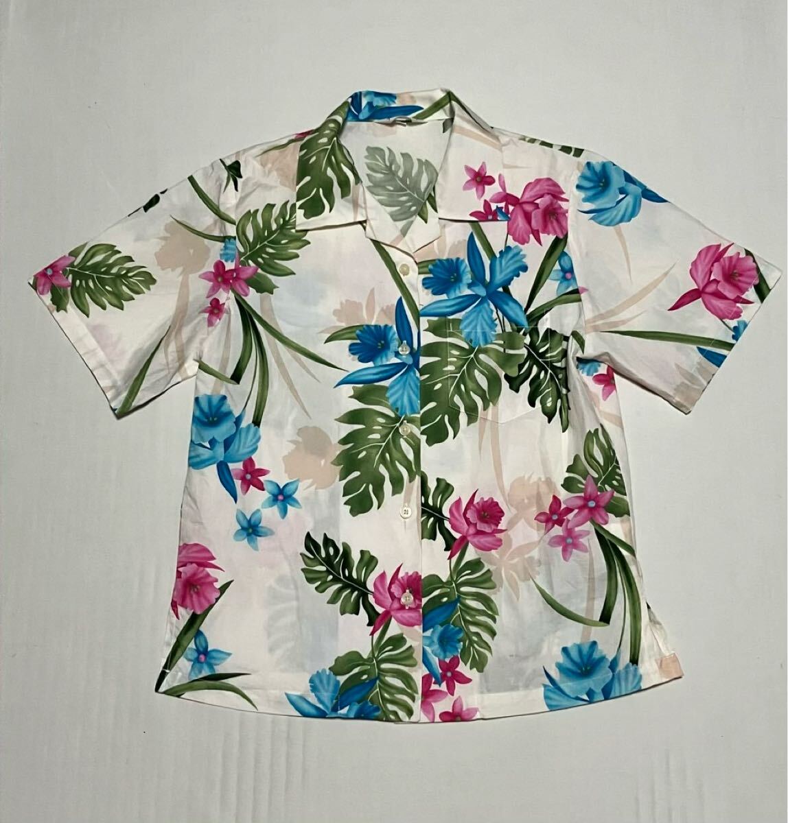 琉球の里 半袖シャツ 綿100% レディースMサイズ 日本製 かりゆしウェア拍卖