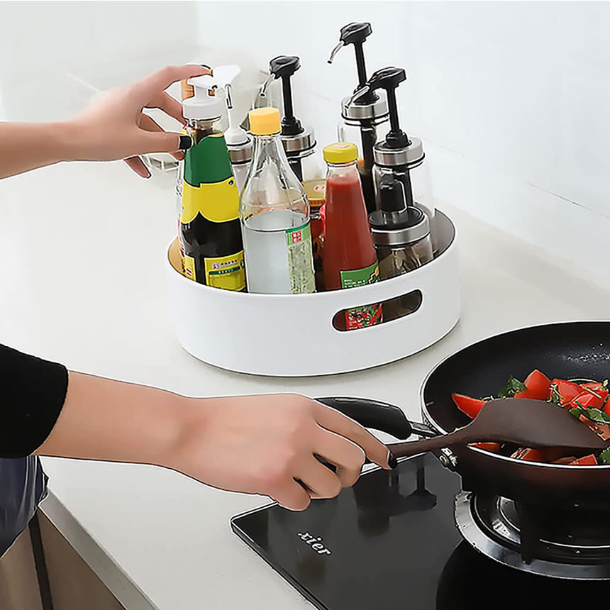 回転式 調味料ラック キッチン収納 スパイスラック 調味料 トレイ テーブル 回転 卓上 台所 シンク 立てる 整理 el-kaitable拍卖