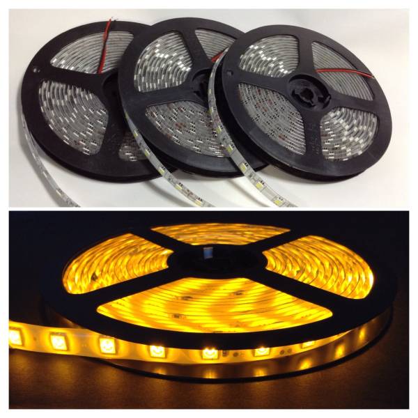 白ベース 24V LEDテープ 5m×3本セット 3chip 防水 オレンジ アンバー 300連 トラック トレーラ拍卖