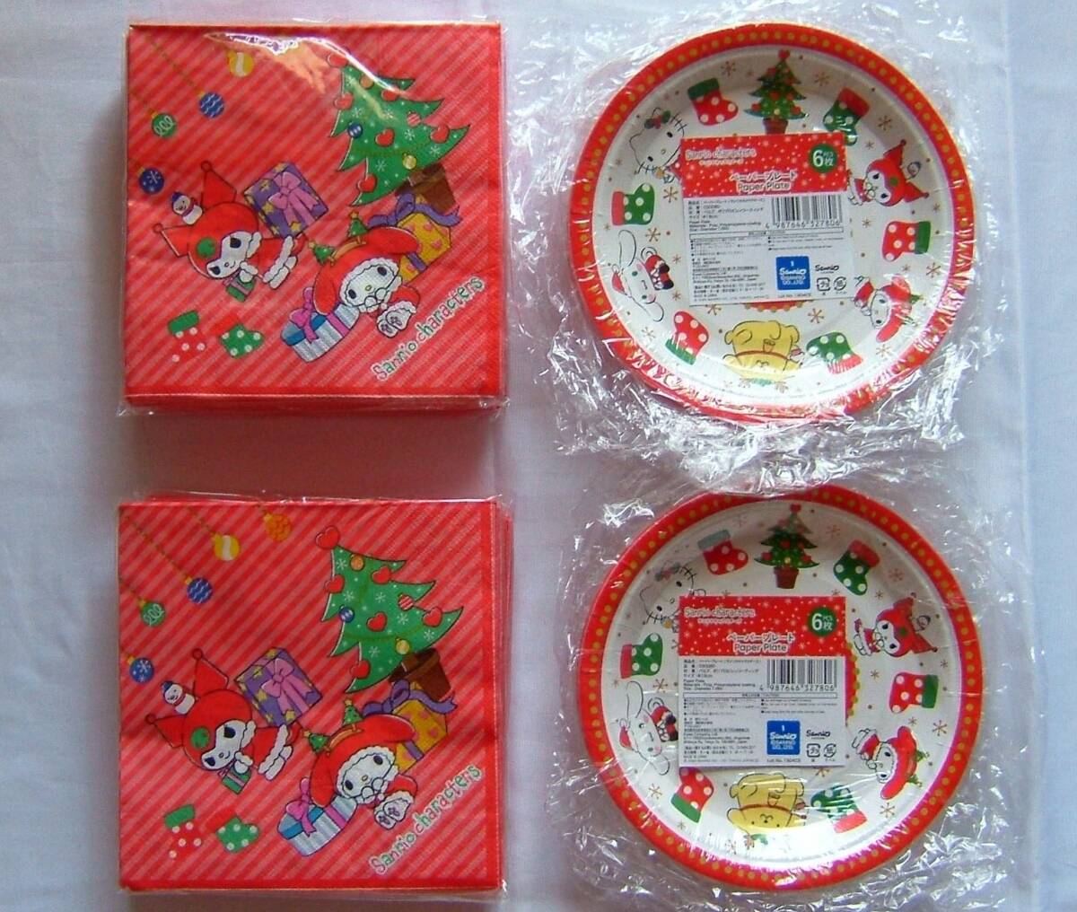 サンリオキャラクターズ【クリスマスデザイン ペーパープレート&テーブルペーパー】イベント用品/ハローキティ/シナモロール/クロミ拍卖