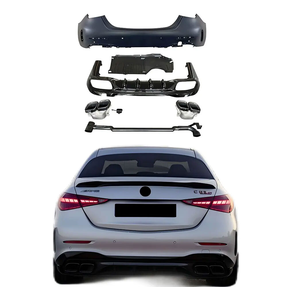 Mercedes Benz W206 C63-style リア バンパー Cクラス エアロ カスタム アップグレード メルセデス ベンツ ディフューザー スポイラー 外装拍卖