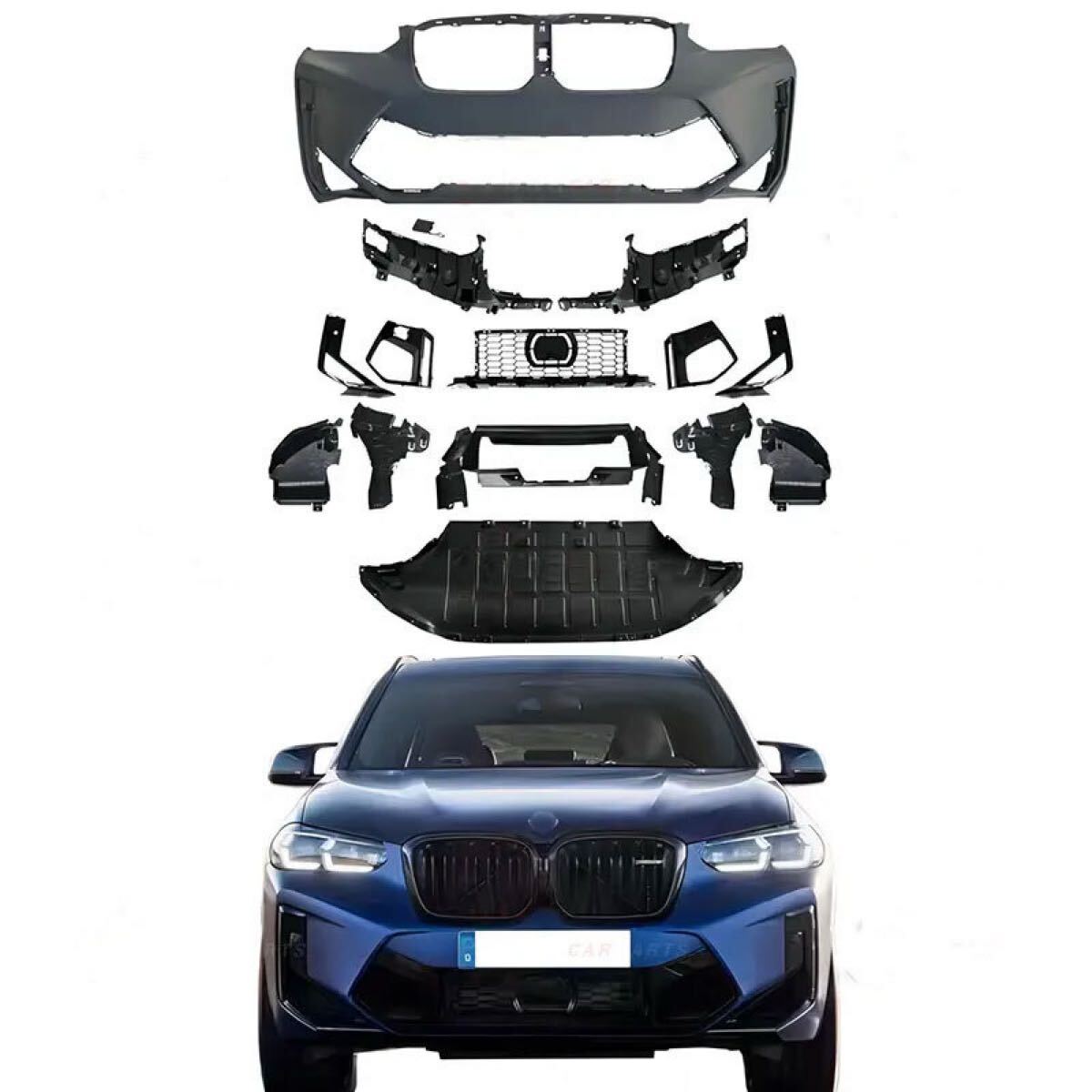 BMW X3series X3 G01 Lci → X3 M F97 Lci-style フロントバンパー グリル アップグレード カスタム エアロ パーツ ドレスアップ 外装拍卖