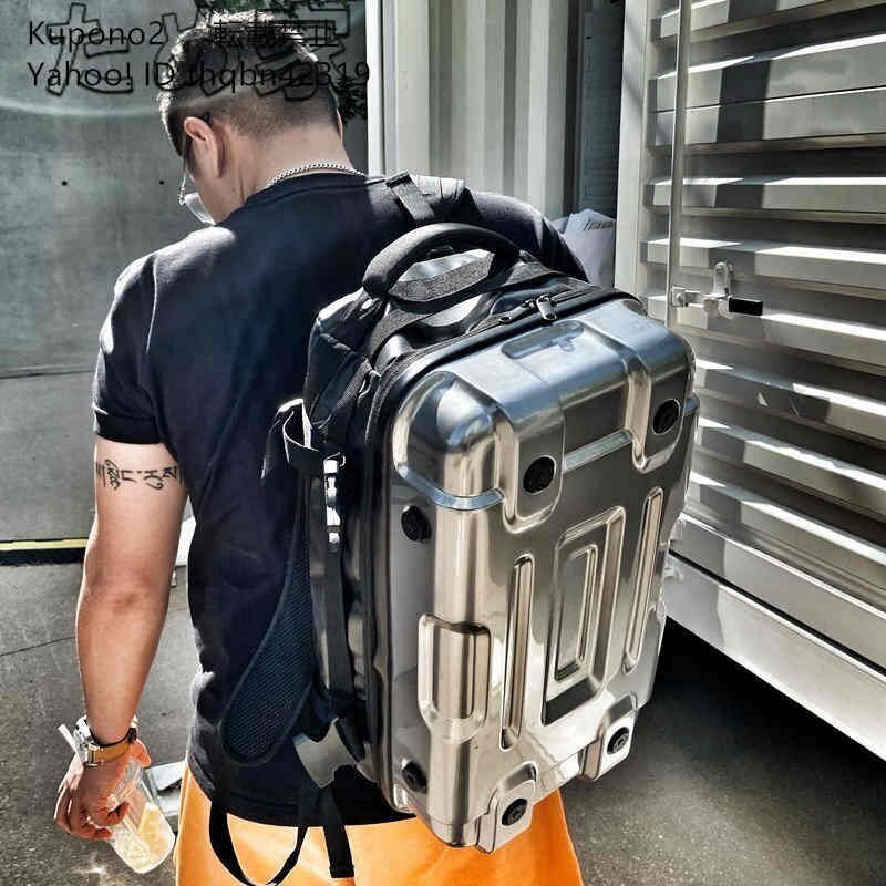 新品推薦★ ショルダーバッグ 旅行用 パソコンバッグ オートバイのバックパック 防水 ins風 軽量 ハードシェルバックパック騎士ノート 黒拍卖