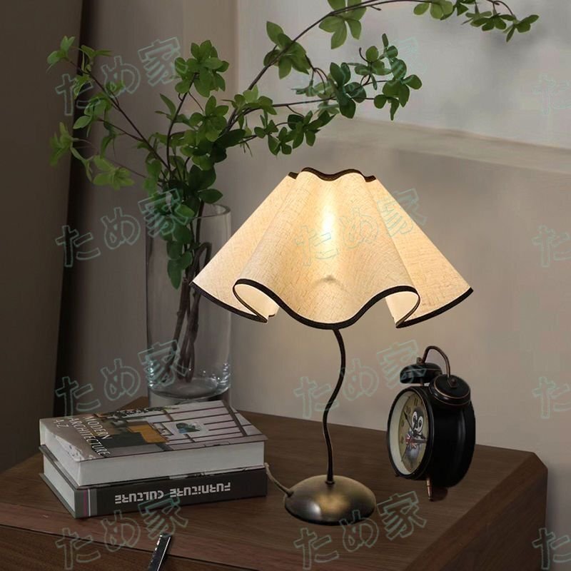 テーブルライト 北欧 電気スタンド 寝室 スタンド 布ランプシェード おしゃれ シンプル インテリア ファブリックランプシェード付き拍卖