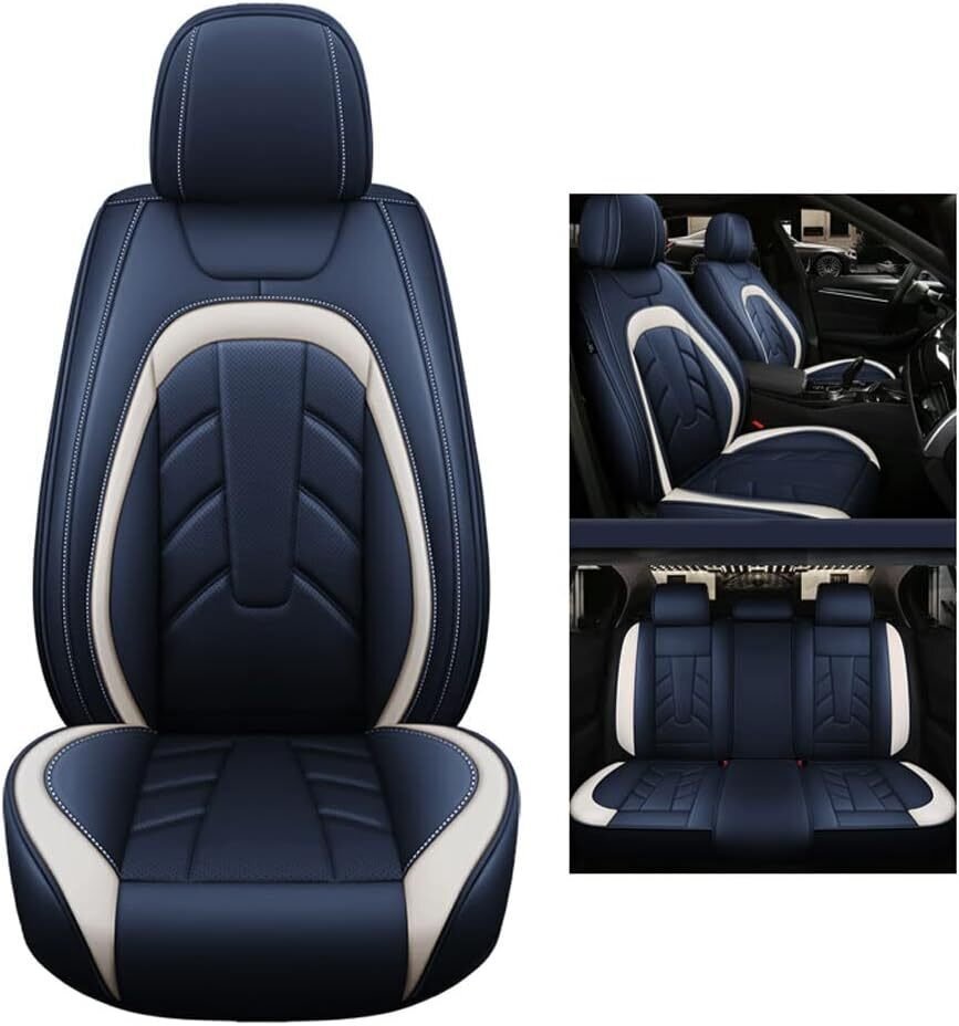 ■新品■トヨタ ハイエース 200系 S-GL(1型~6型)用 COOPOP 高品質レザー製シートカバー前後セット (ブルー×ホワイト)拍卖