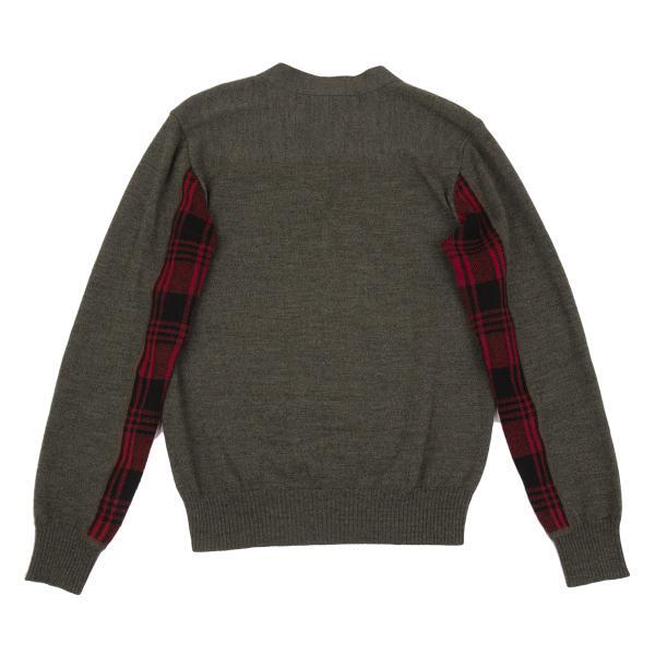 ジュンヤワタナベマン コムデギャルソン チェック切替ニットカーディガン カーキ他S拍卖