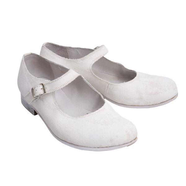 コムデギャルソン ガール ハンドペイントキャンバスメリージェンシューズ 白23.5拍卖