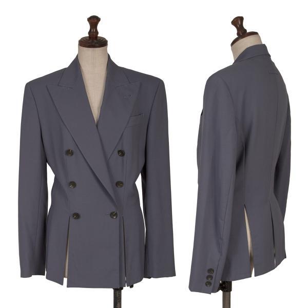 ジャンポールゴルチエファムJean Paul GAULTIER FEMME ウール裏柄スリットジャケット ブルーグレー40拍卖