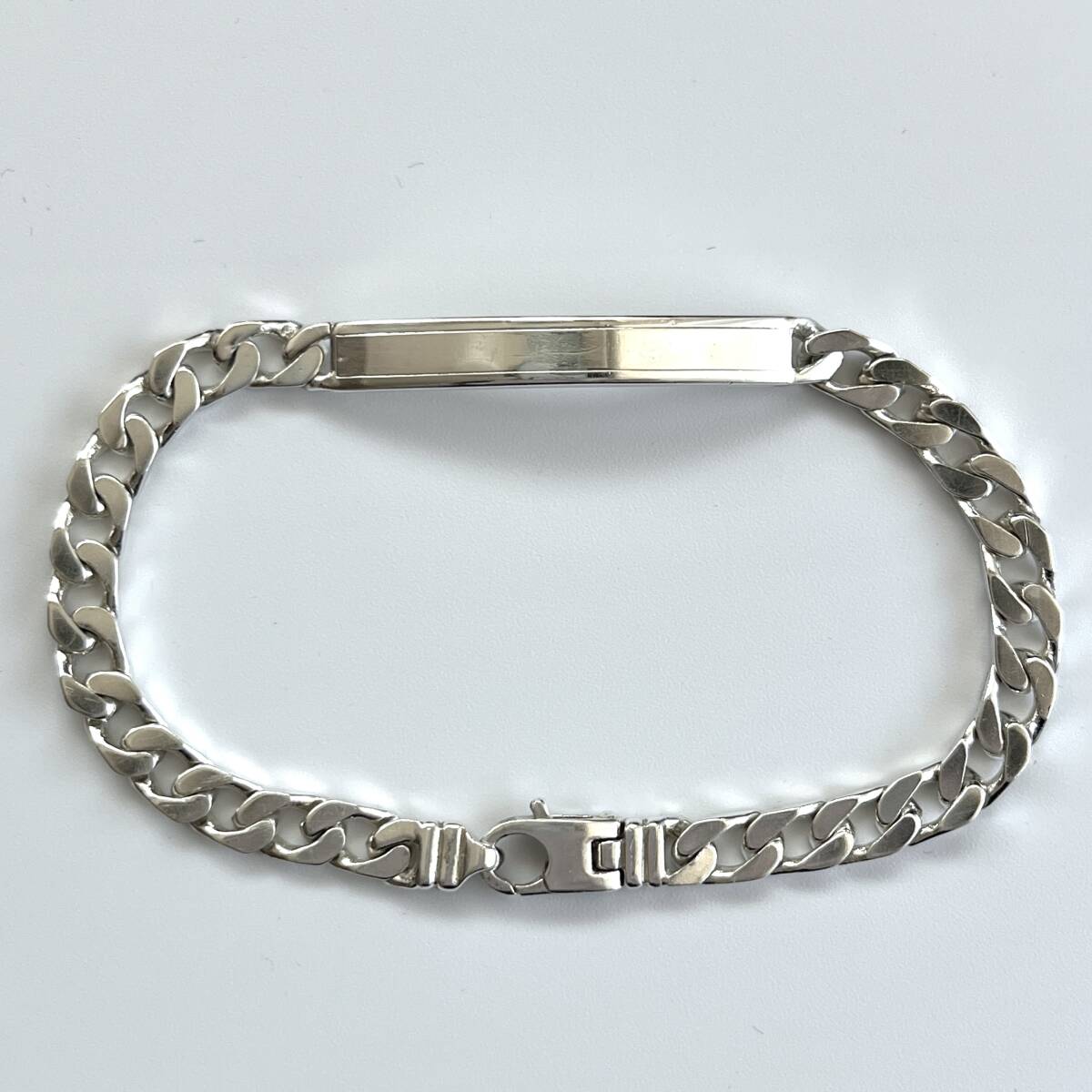 【Vintage】ID チェーンブレスレット silver スターリングシルバー 英国 イギリス製 MADE IN UK 19.5g 1987年拍卖