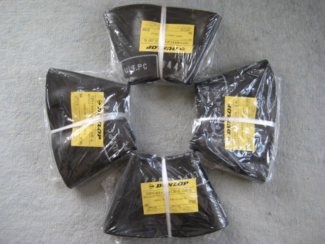 ダンロップ 135・145-10チューブ4本スバル360やサンバー360などに L型バルブ(BSのJS-89バルブ形状長さ同等品)拍卖