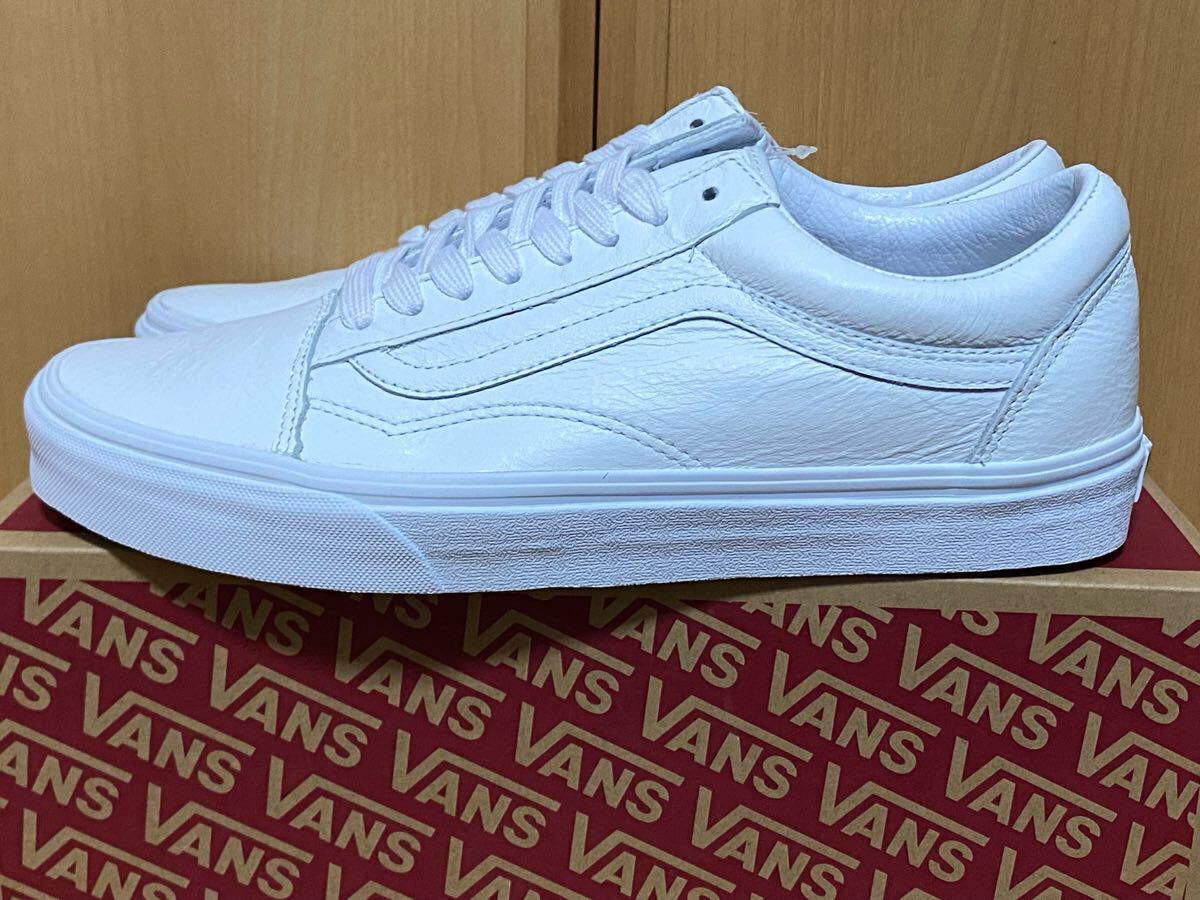 ☆新品 国内正規品 USA企画 VANS OLD SKOOL US10.5 28.5cm PREMIUM LEATHER TRUE WHITE バンズ オールドスクール レザー ホワイト拍卖