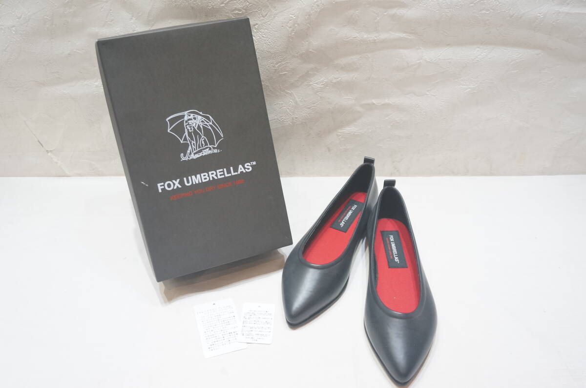 【OR22A】FOX UMBRELLAS レインシューズ レインパンプス 黒 UK5 24.0cm AW23-07W ブラック拍卖
