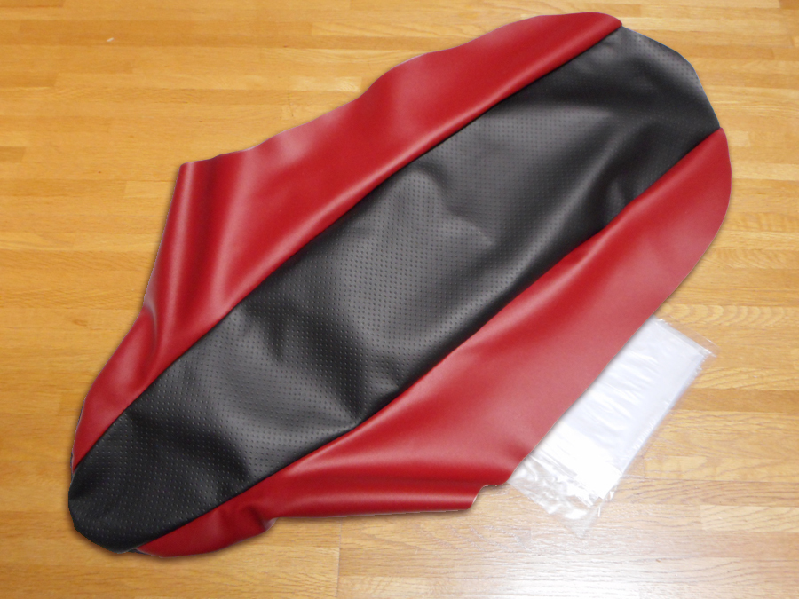 セロー250 / XT250X (黒/赤)用 張り替えシート皮 (シートカバー)拍卖