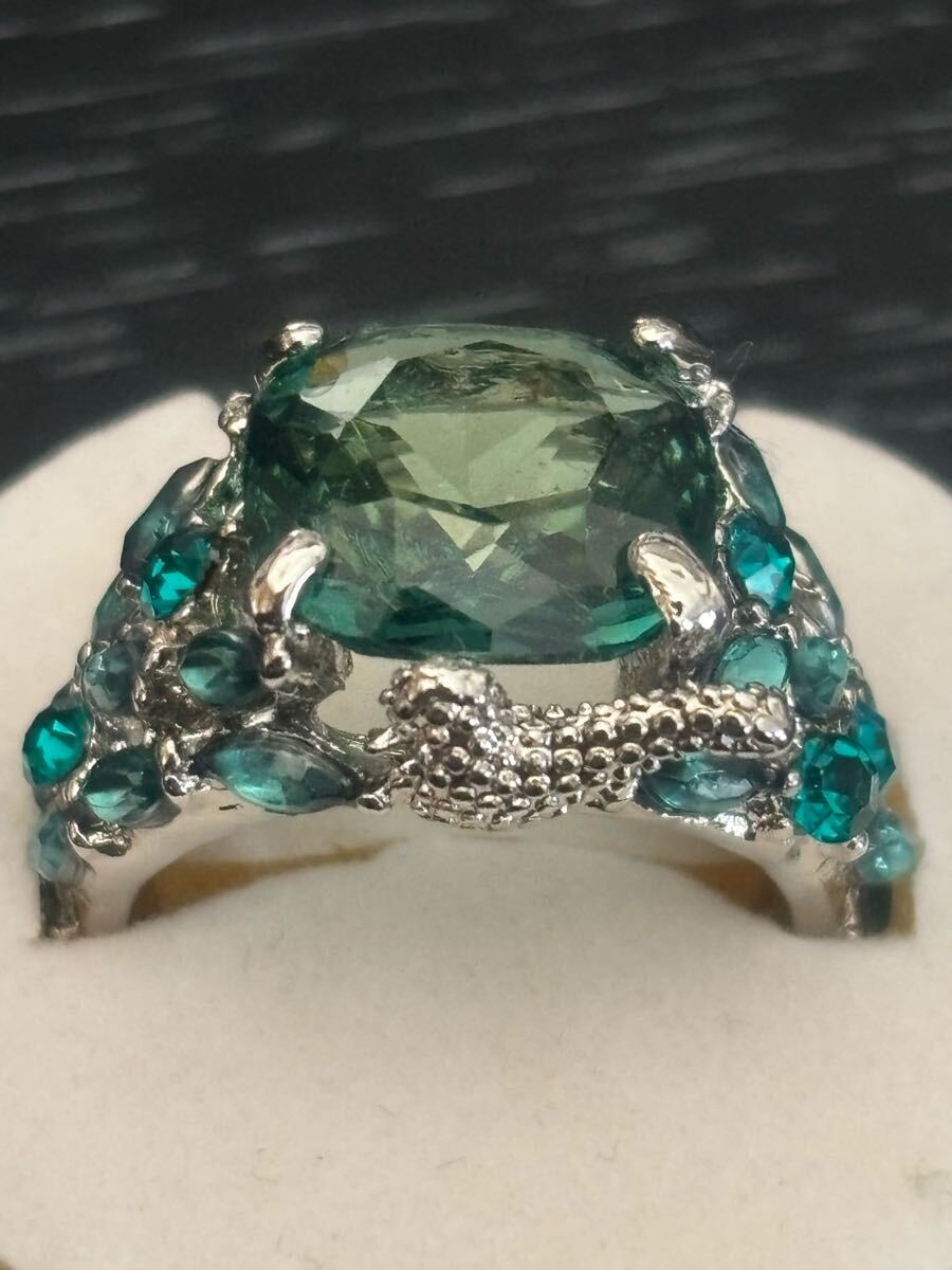 グリーン 石 リング 指輪 14号 シルバー 375 拍卖