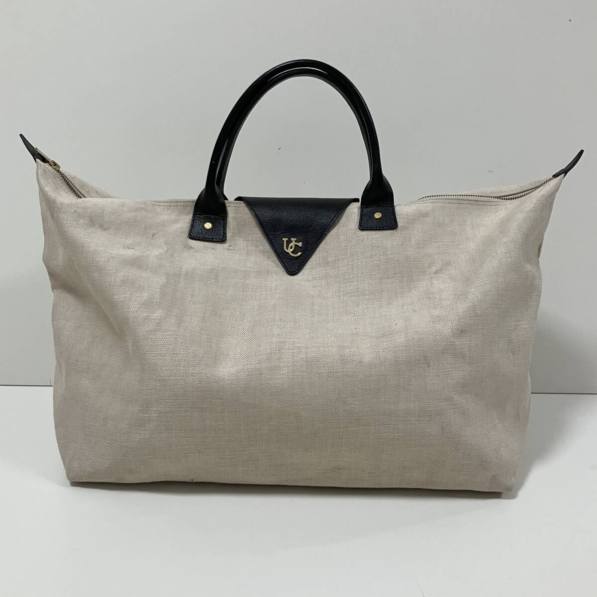 UNDERCOVER レザー ハンドル トート ハンド バッグ 生成り 黒 アンダーカバー 鞄 TOTE BAG archive 5040221拍卖