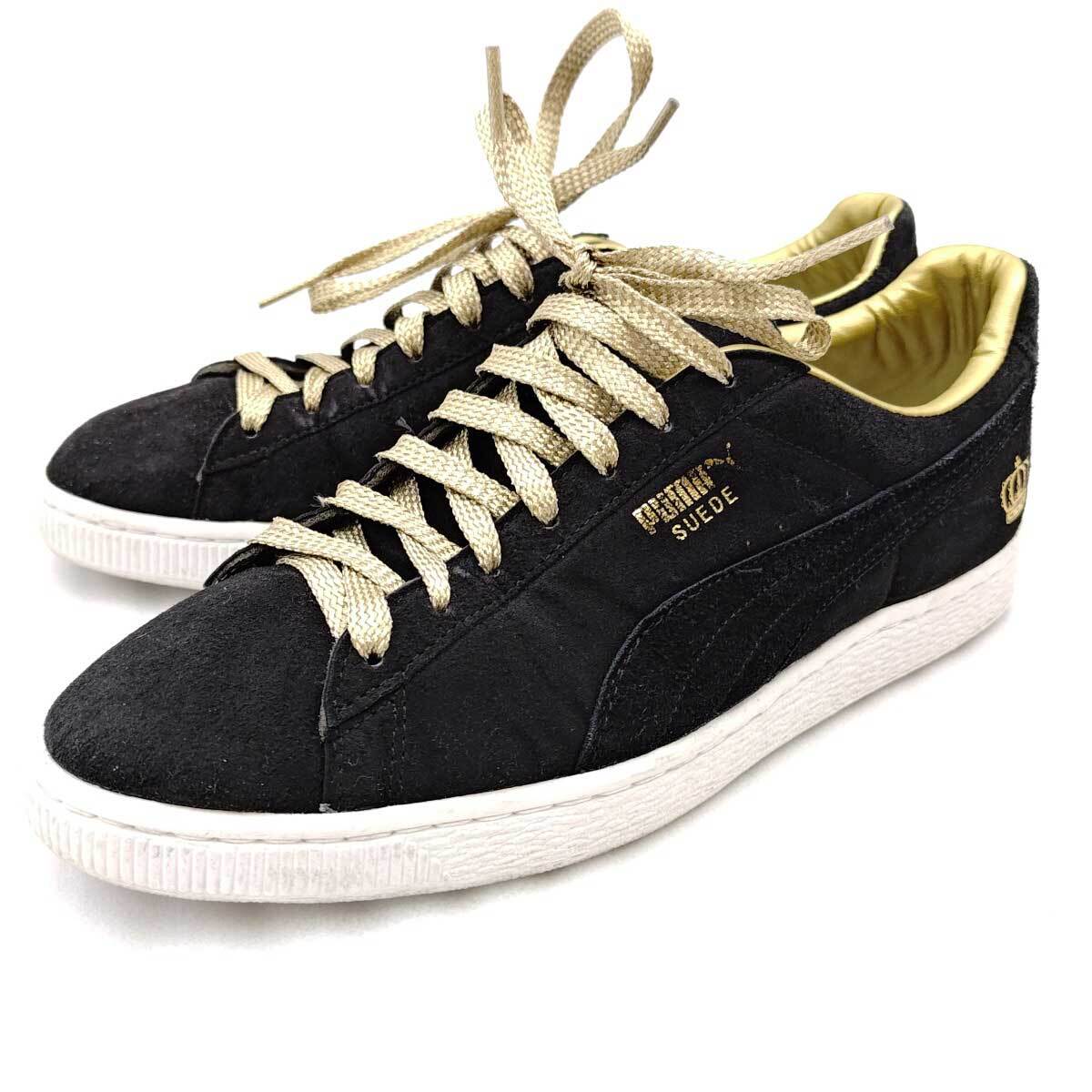 【中古】プーマ KING キング スエード スニーカー 日本製 27cm ブラック ゴールド 355738-01 PUMA 111足限定 スウェード カズ 三浦知良拍卖