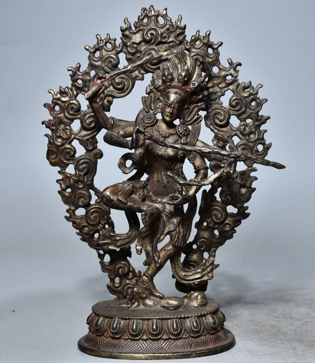 仏像 清 銅拓金 チベット仏教 四臂空行母菩薩 仏教古美術 供養品 極細工 時代物 古置物 中国古美術 唐物 旧蔵 S75拍卖