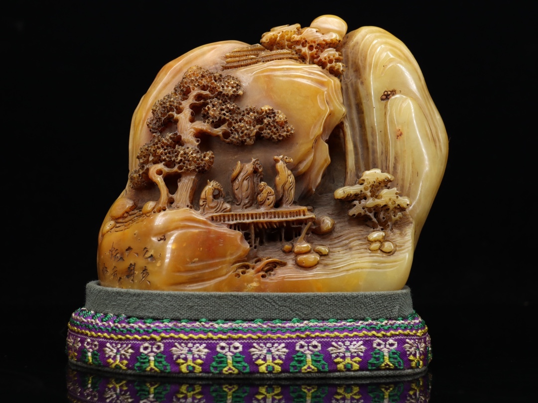 寿山石 旧蔵 清 人物擺件 文房具 田黄石 手彫り 細密彫 置物 賞物 中国古美術 中國文玩 S75拍卖