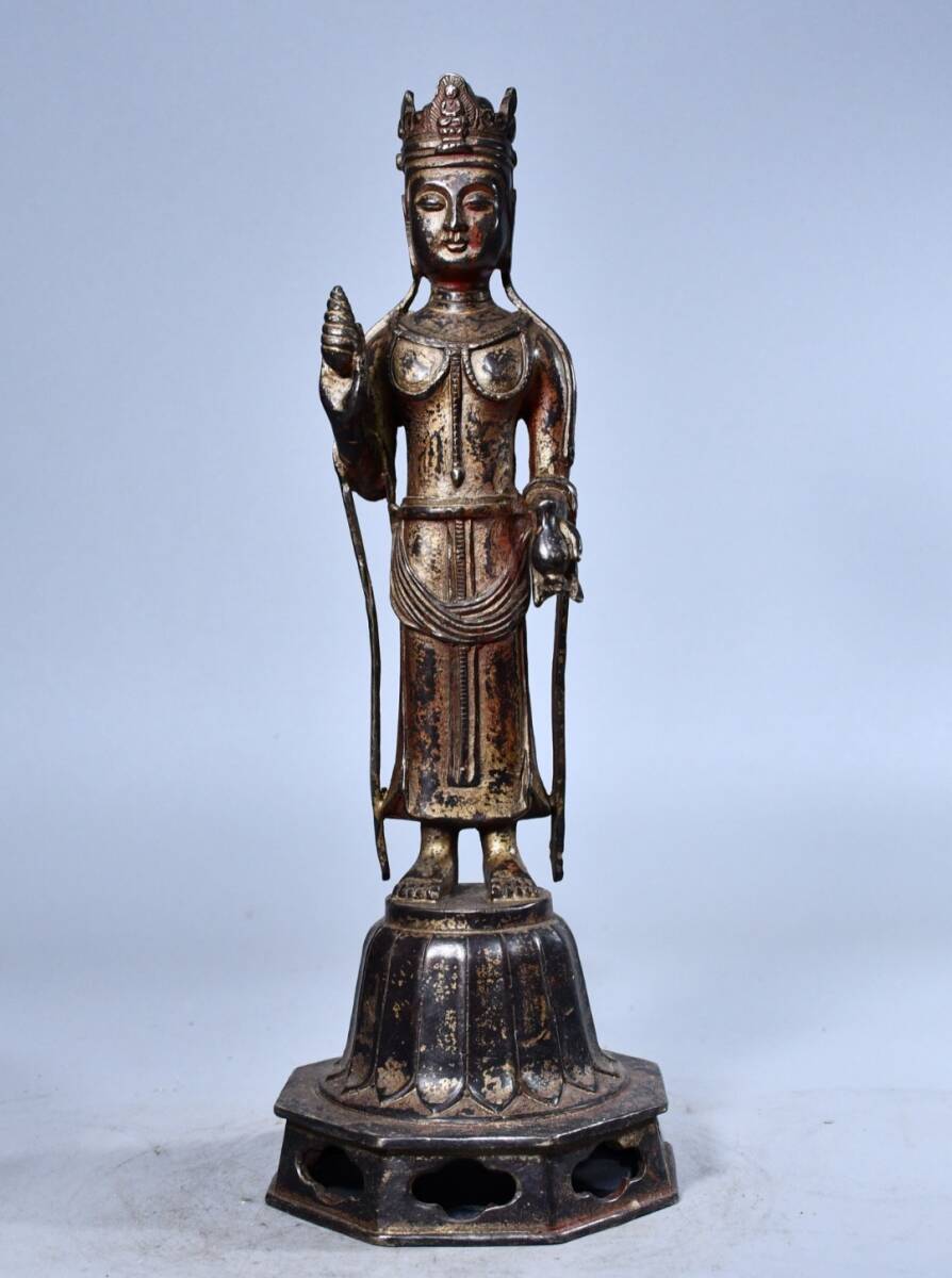 仏像 遼代時期 銅拓金 チベット仏教 造像 仏教古美術 供養品 極細工 時代物 古置物 中国古美術 唐物 旧蔵 S75拍卖