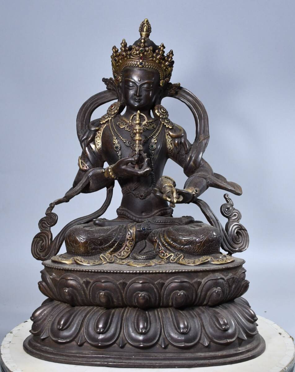 仏像 清 銅琉金 チベット仏教 高浮雕【金剛】造像 仏教古美術 供養品 極細工 時代物 古置物 中国古美術 唐物 旧蔵 S75拍卖