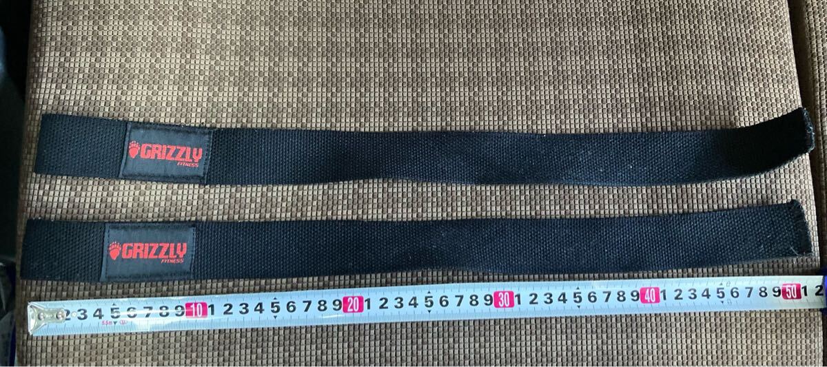 YK-6175 中古品 grizzly fitness リストラップ リフティングストラップ リフティンググローブ パームプロテクター 52cm×3.5cmサポーター拍卖