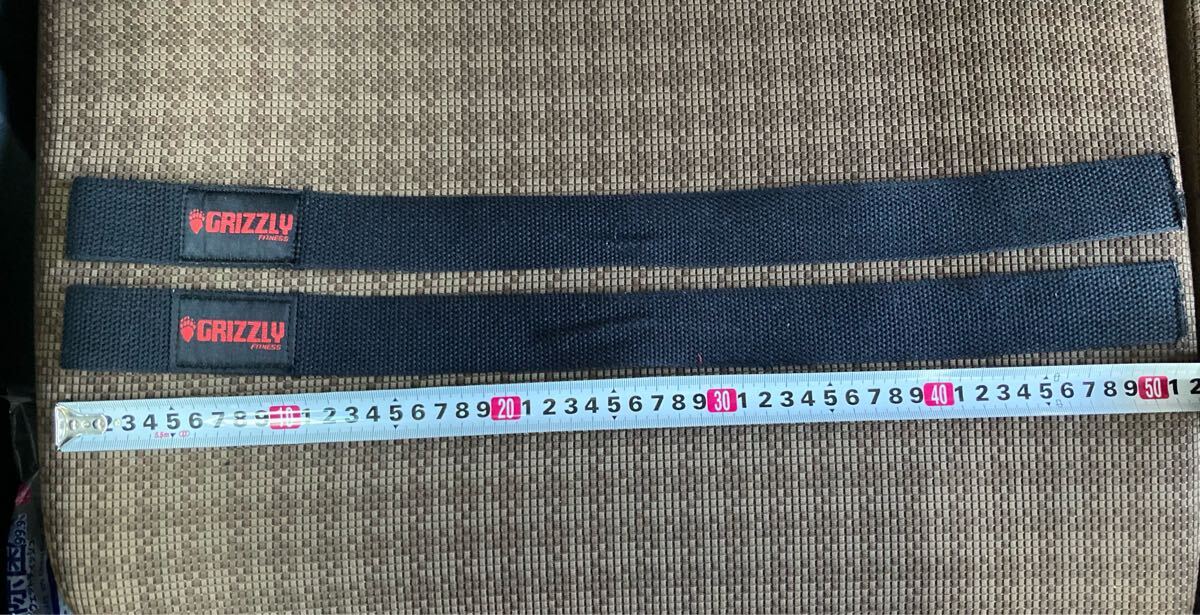 YK-6174 中古品 grizzly fitness リストラップ リフティングストラップ リフティンググローブ パームプロテクター 52cm×3.5cmサポーター拍卖