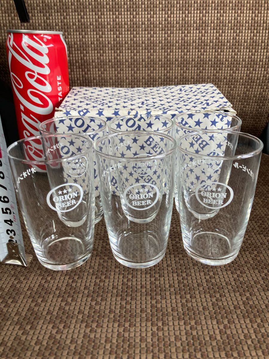 YK-1695 #350 長期保管品 オリオン ビール ショート グラス 白ロゴ 6個入り ORION BEER 沖縄 昭和レトロ 希少 オリオンサイダー拍卖
