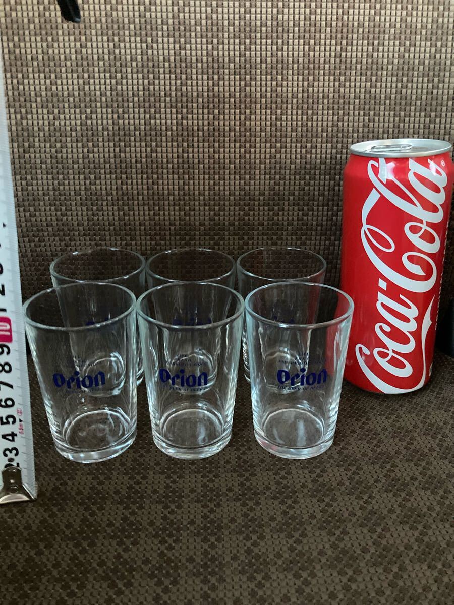 YK-1698 #100 ※難あり 中古品 オリオン ビール ショート グラス 青ロゴ 6個入り ORION BEER 沖縄拍卖