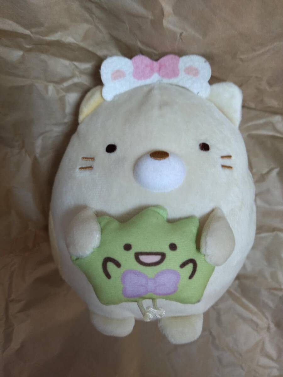プライズ 景品系 非売品 すみっコぐらし ねこ ざっそう ぬいぐるみ 頭に リボン ribbon cat Sumikko Gurashi Zasso Neko plushie soft toy拍卖
