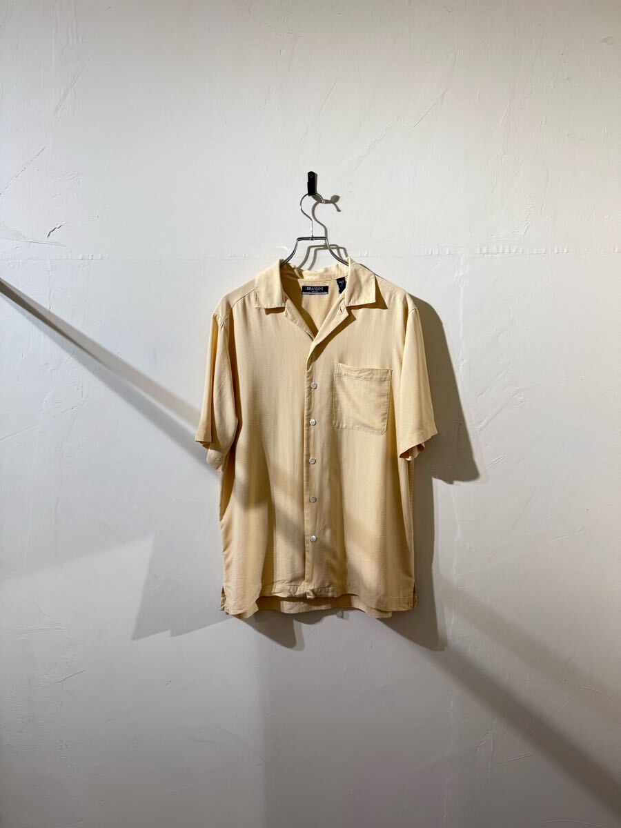 old plain silk shirt 古着 ビンテージ プレーンシルクシャツ 半袖シャツ 90s 80s 開襟シャツ オープンカラーシャツ 拍卖