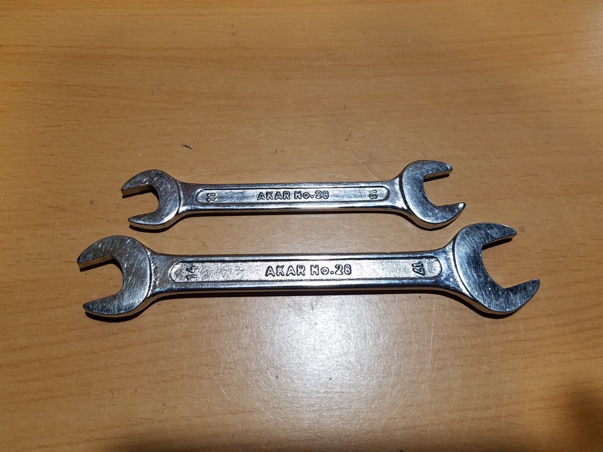 187-4 AKAR スパナ 2本セット 11-13 14-17 No.28 中古品拍卖