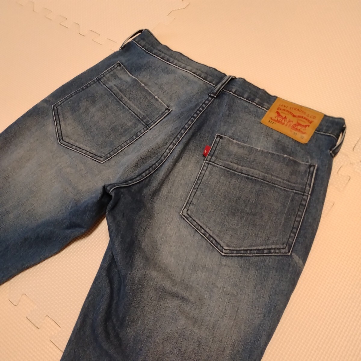 Levi's 511 スリム ストレッチ デニム ジーンズ ジーパン ブッシュパンツ ダメージ加工 リーバイス 紺 33拍卖