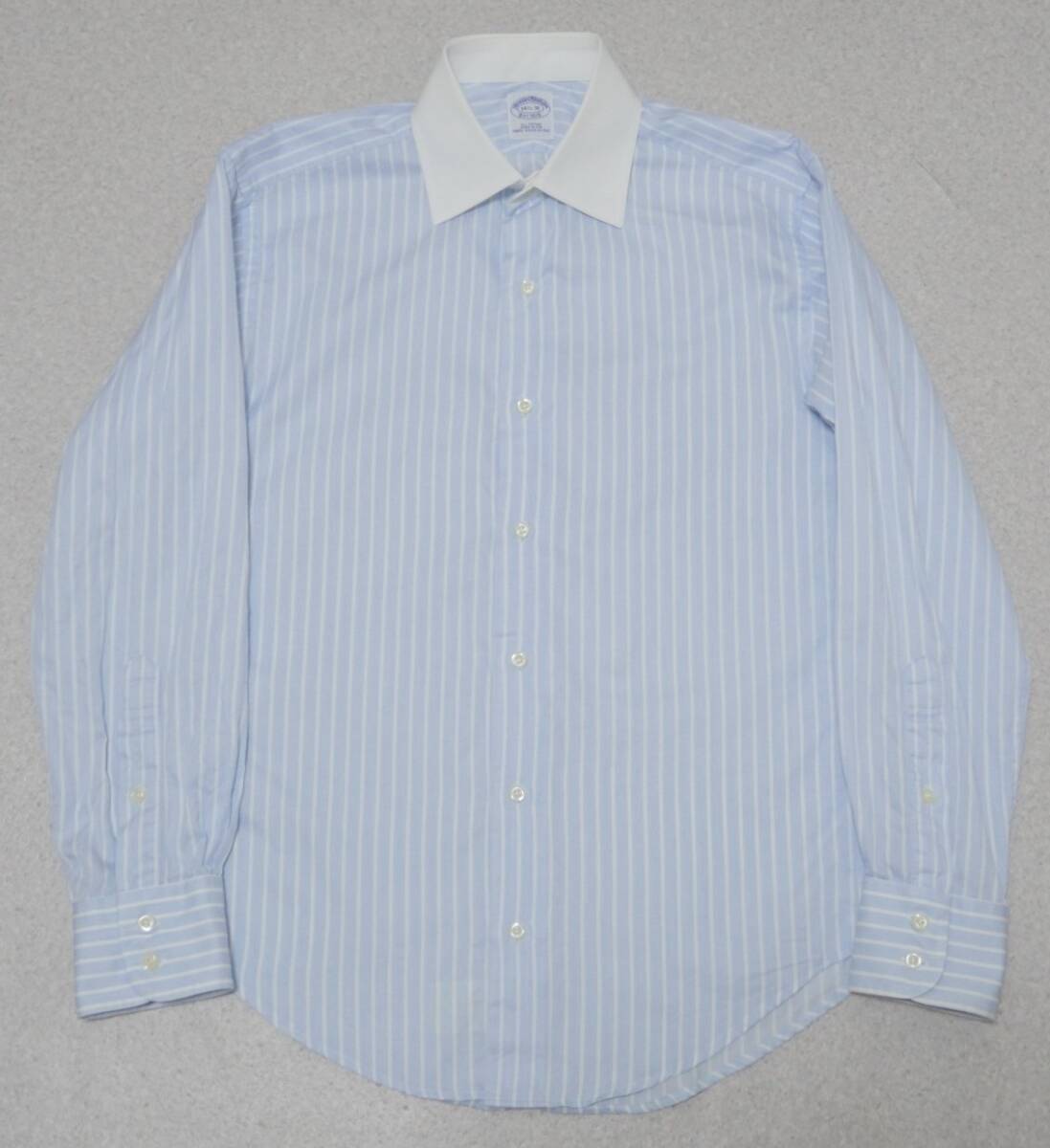 USA製 ブルックスブラザーズ ストライプ 長袖シャツ 白×水色 141/2ー31 BROOKS BROTHERS アメリカ製拍卖