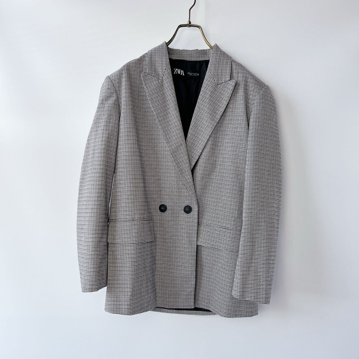 【ZARA】ザラ テーラードジャケット 千鳥格子 ダブル ポケット XS 拍卖