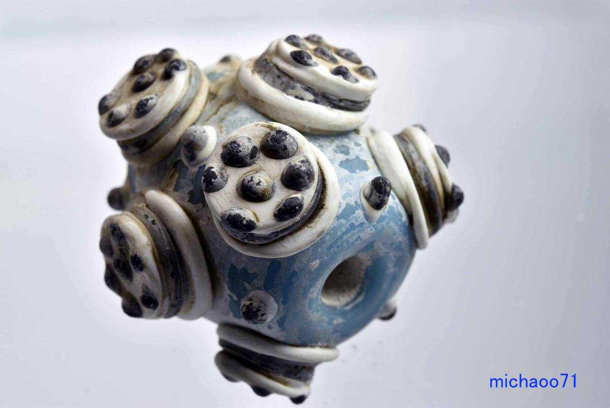 巨大中国戦国玉 蜻蛉玉 とんぼ玉 30年前中国で購入  glass beads 12455-467拍卖