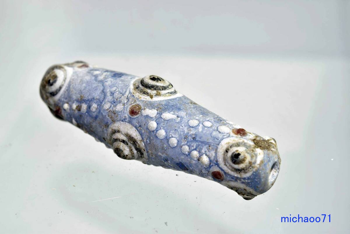 巨大中国戦国玉 蜻蛉玉 とんぼ玉 30年前中国で購入 glass beads 12467-467拍卖