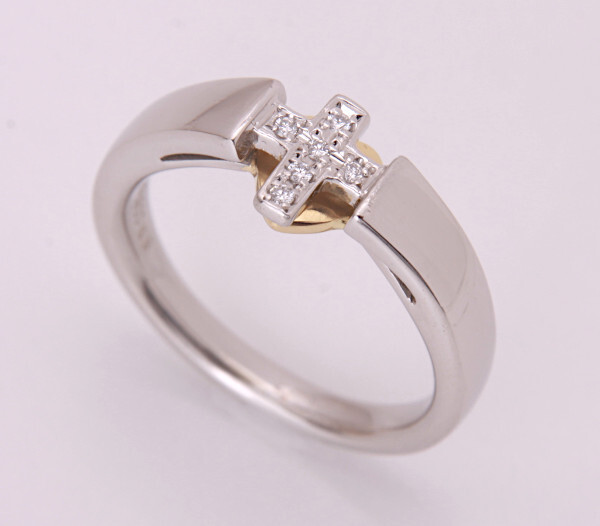 《質屋出品》MIKIMOTOミキモトペルリータ★Pt900/k18クロス+ハートデザインリング★C-6175拍卖