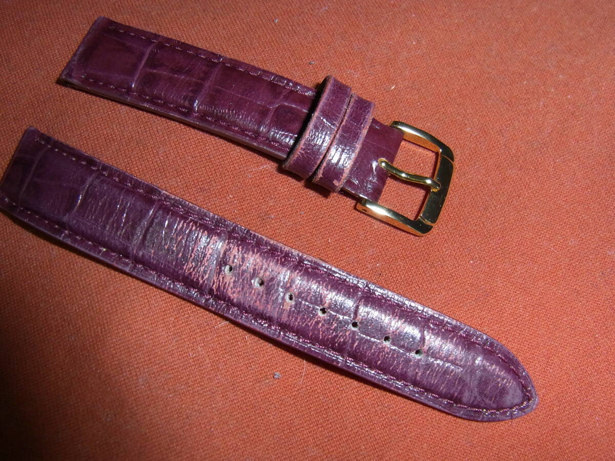 ☆USED・バンビ金色尾錠レザーベルト(赤茶)取付幅:17mm☆拍卖