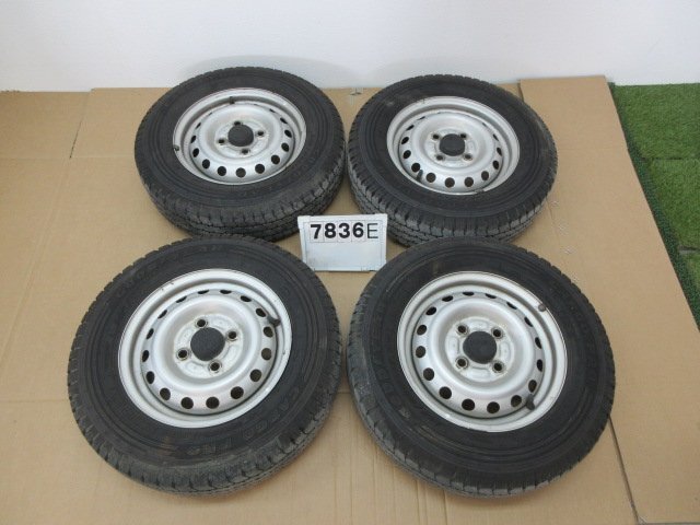 7836E 145/80/R12 6P.R LT 4穴 12×4.00B PCD100 GOODYEAR スチールホイール ノーマルタイヤ 4本 ハイゼット外し Xサイズ拍卖