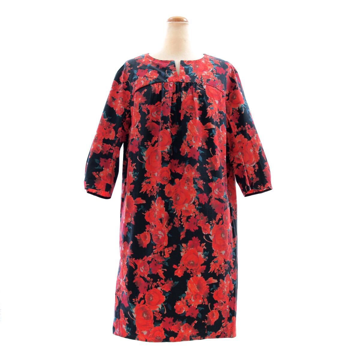 未使用 タグ付き グリントマティ ボタニカル ワンピース ブラック×レッド grintmati サンプル拍卖
