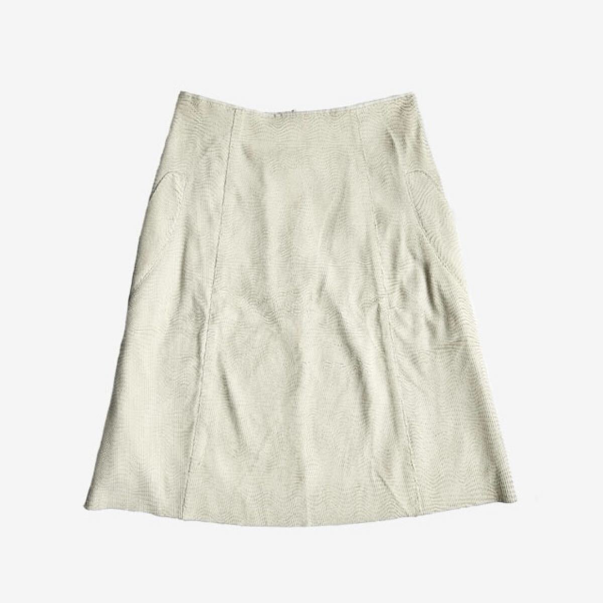 未使用 Filo di Seta フィロディセタ 定価19.9万 レザー ホワイト スカート サイズ38 拍卖